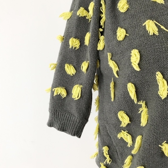 Anthropologie Tufted Cardigan Cropped Sweater Gray - Picture 4 of 6